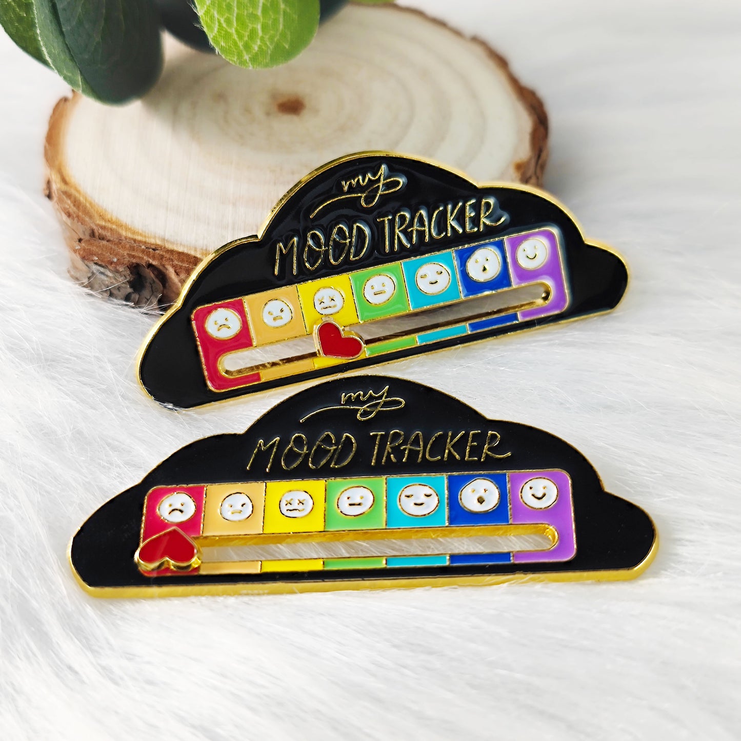 7 Emoji Mood Tracker Enamel Pin Cute Cloud Brooch