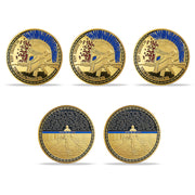 5 Pcs Spartan Helmets Thin Blue Line Police Challenge Coins Gift Set