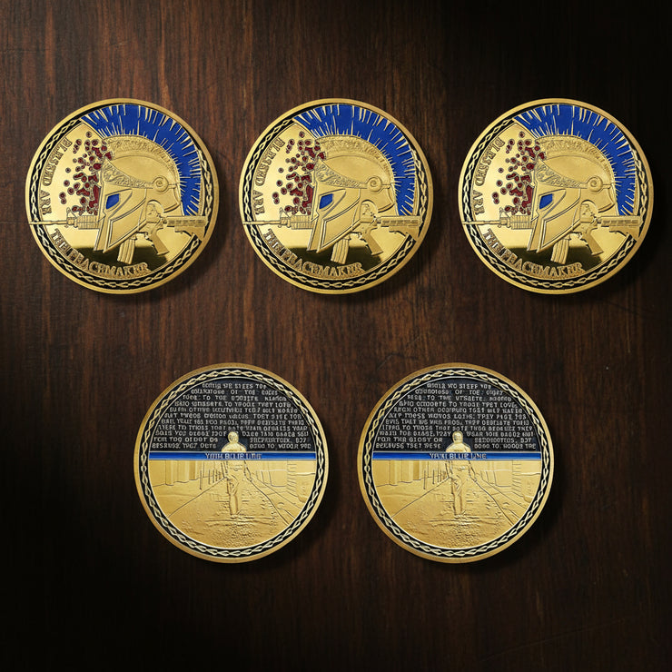 5 Pcs Spartan Helmets Thin Blue Line Police Challenge Coins Gift Set