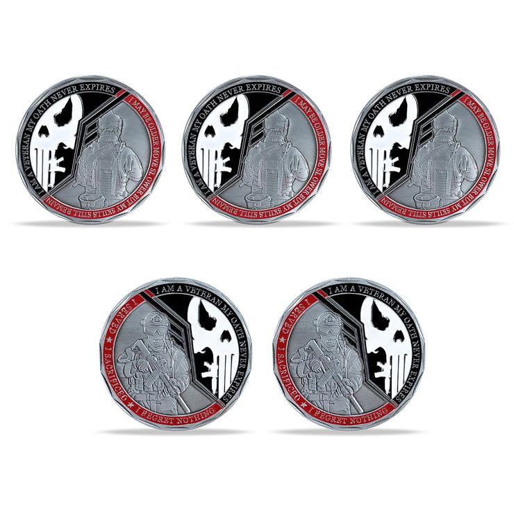 5 Pcs My Oath Never Expires Military Challenge Coin Gift Set
