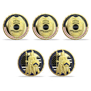 5 Pcs Thin Blue Line Police Challenge Coin Gift Set
