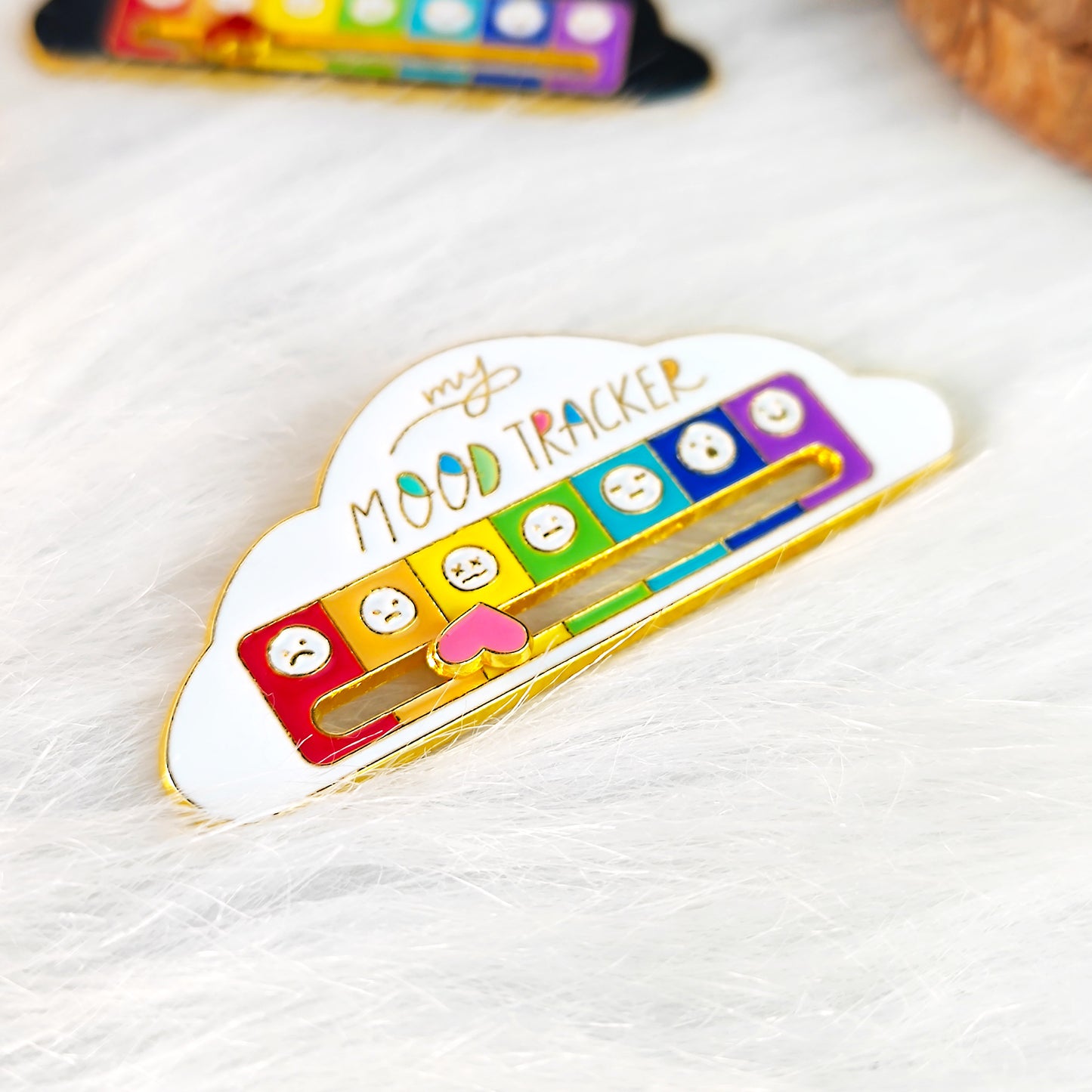 7 Emoji Mood Tracker Enamel Pin Cute Cloud Brooch