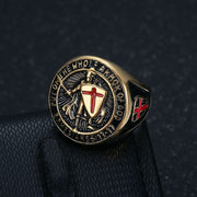 Vintage Templar Red Cross Shield Ring-AtSKnSK