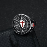 Vintage Templar Red Cross Shield Ring-AtSKnSK