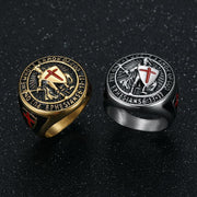 Vintage Templar Red Cross Shield Ring-AtSKnSK