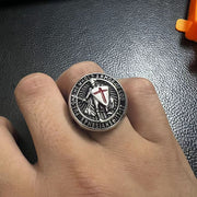 Vintage Templar Red Cross Shield Ring-AtSKnSK