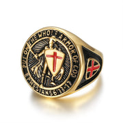 Vintage Templar Red Cross Shield Ring-AtSKnSK