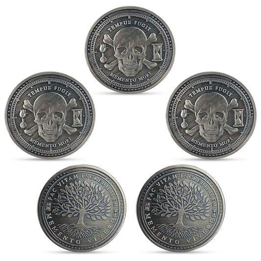 5 Pcs Memento Mori Memento Vivere Sliver Coin Gift Set