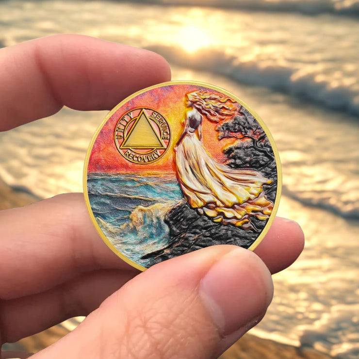 Personalized Powerful Woman Sobriety Coin