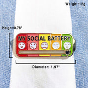 5 States Emoji Social Battery Slipping Lapel Pin