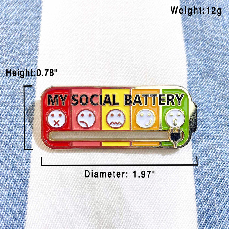 5 States Emoji Social Battery Slipping Lapel Pin
