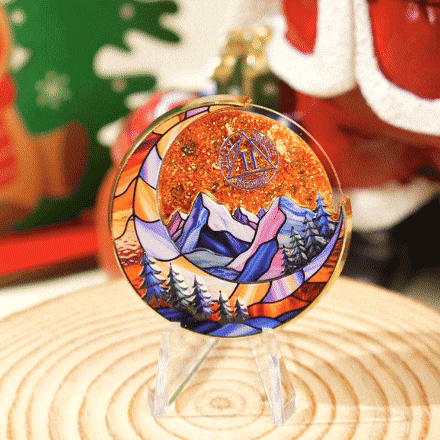 ✨✨Personalized Glittering Mesmerizing Mountain & Moon Flow Sand Sobriety Coin
