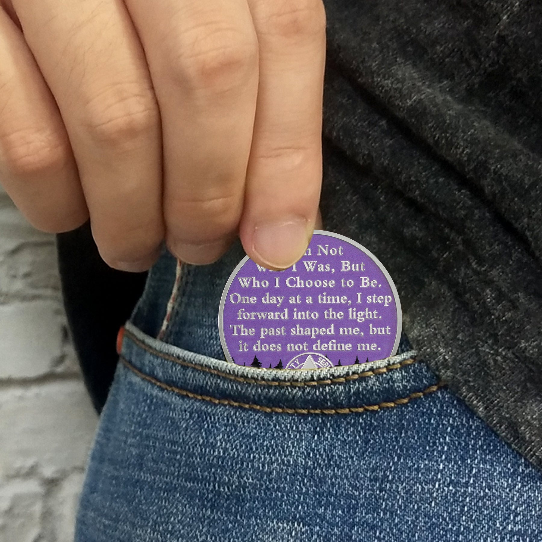 One Day at a Time Sobriety Coin - 1-60 Year AA Chips Recovery Gifts Sober Affirmation Token