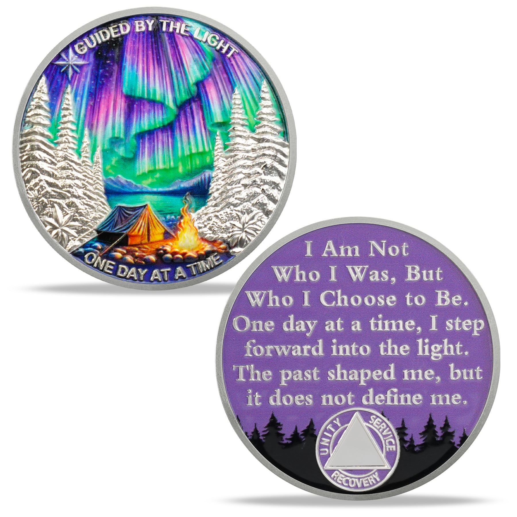 One Day at a Time Sobriety Coin - 1-60 Year AA Chips Recovery Gifts Sober Affirmation Token