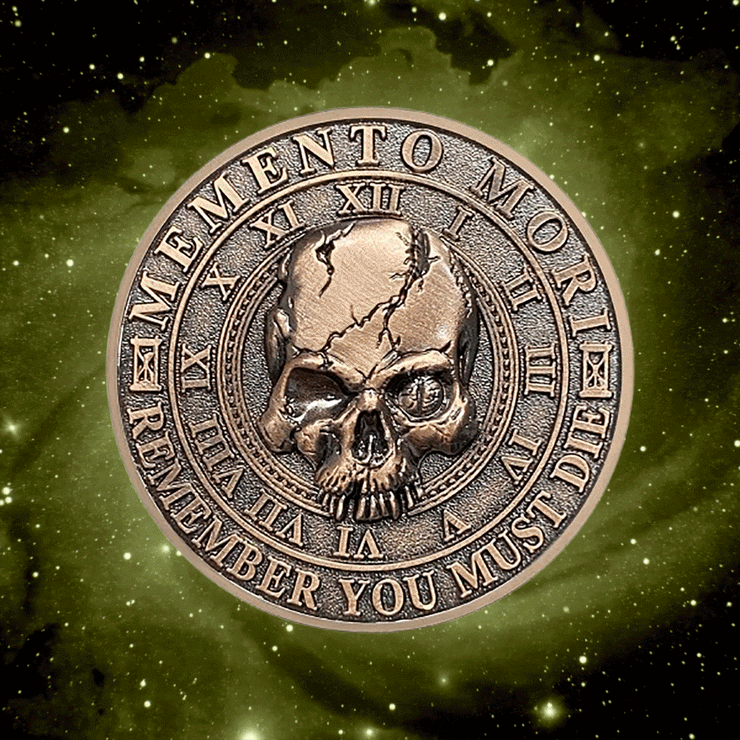 Tree of Life Skull Tempus Fugit Stoic Reminder Memento Mori Vivere Coin