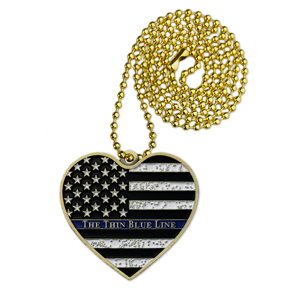 St Mchineal The Blue Line Heart Shape Dog Tag