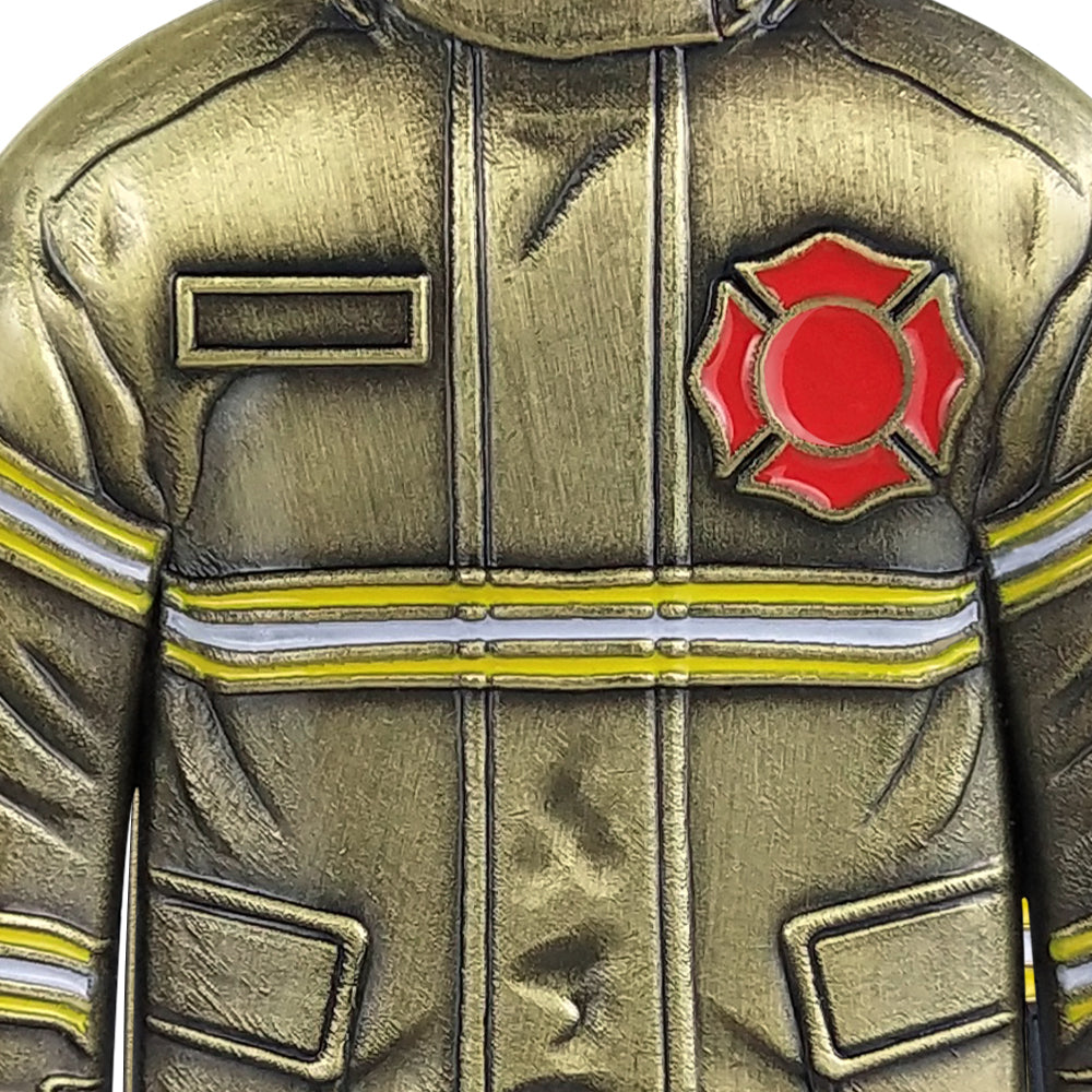 Firefighter Uniform Gear Shape Challenge Coin Fireman's Prayer Collectible Chip