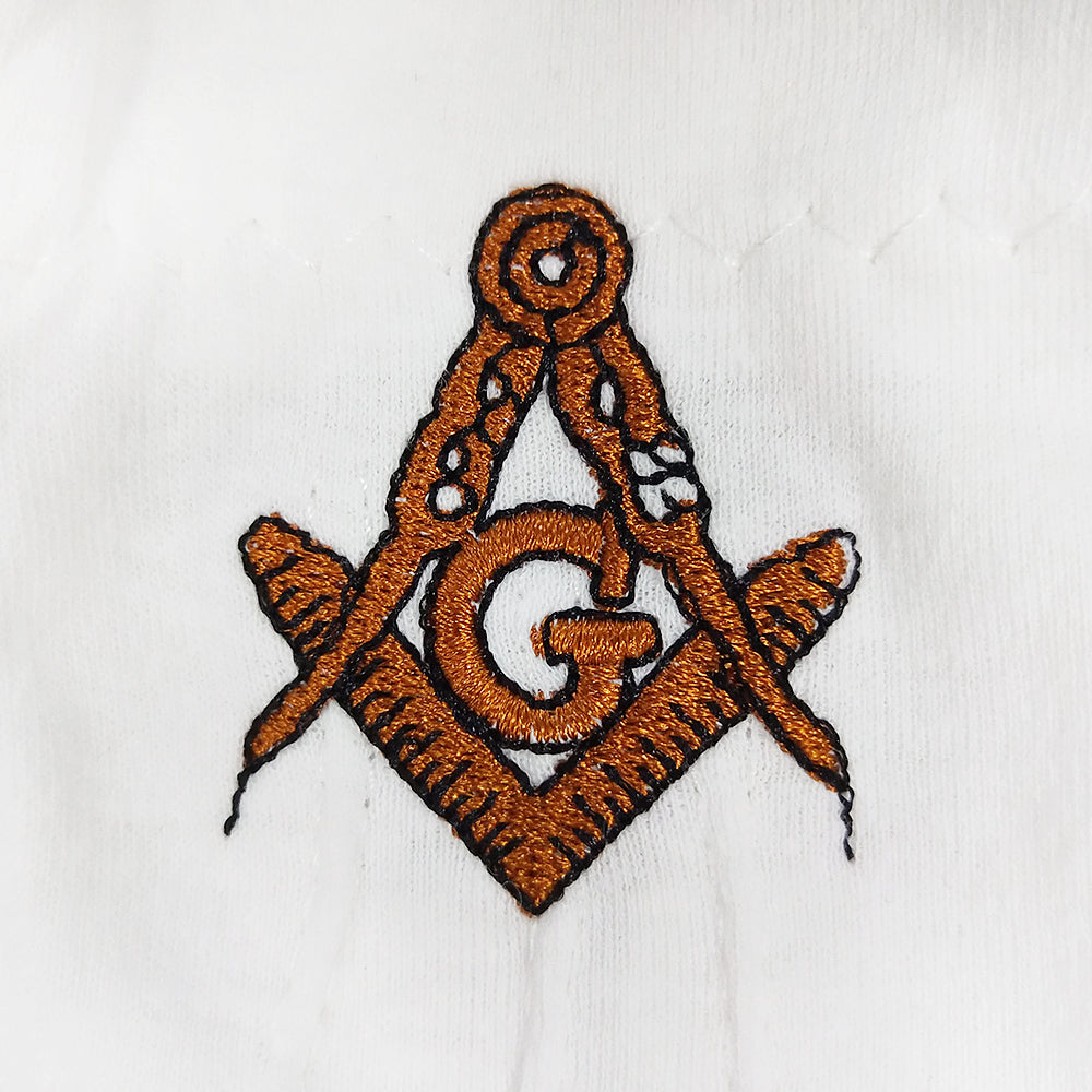 Masonic Golden G Symbol White Gloves