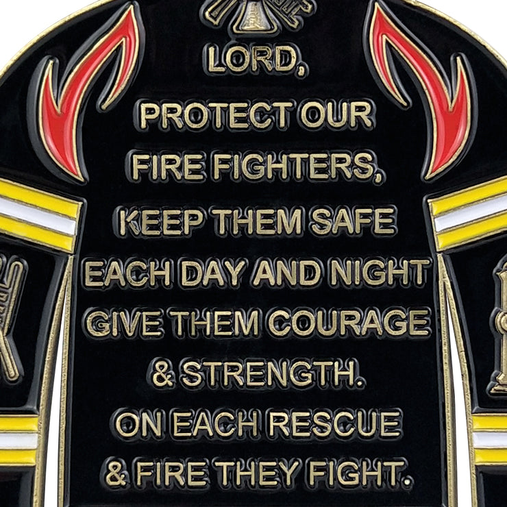 Firefighter Uniform Gear Shape Challenge Coin Fireman's Prayer Collectible Chip
