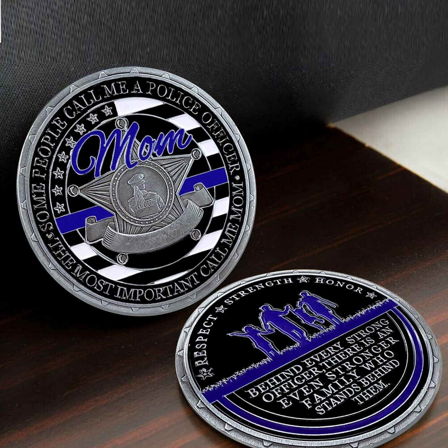 Police Officer Family Challenge Coin Honor Mom Mother Respect Collectible