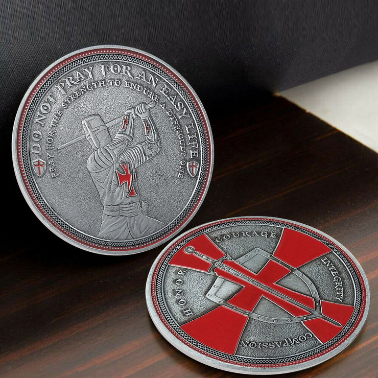 Knight Templar Challenge Coin Red Cross Religious Coin Collection Commemorative Gift