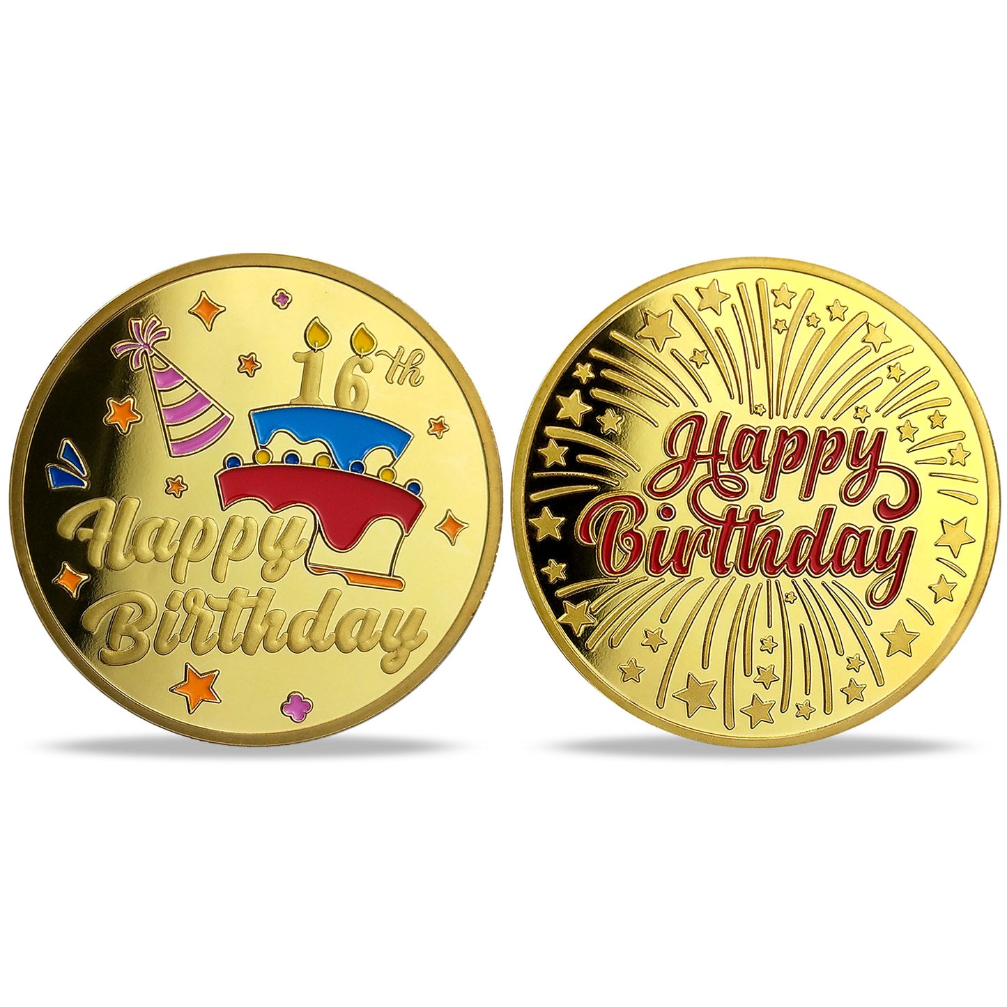 Happy Birthday Coin, Christian Birthday Gifts for Friends 15 Years,16 Years,18 Years Gold