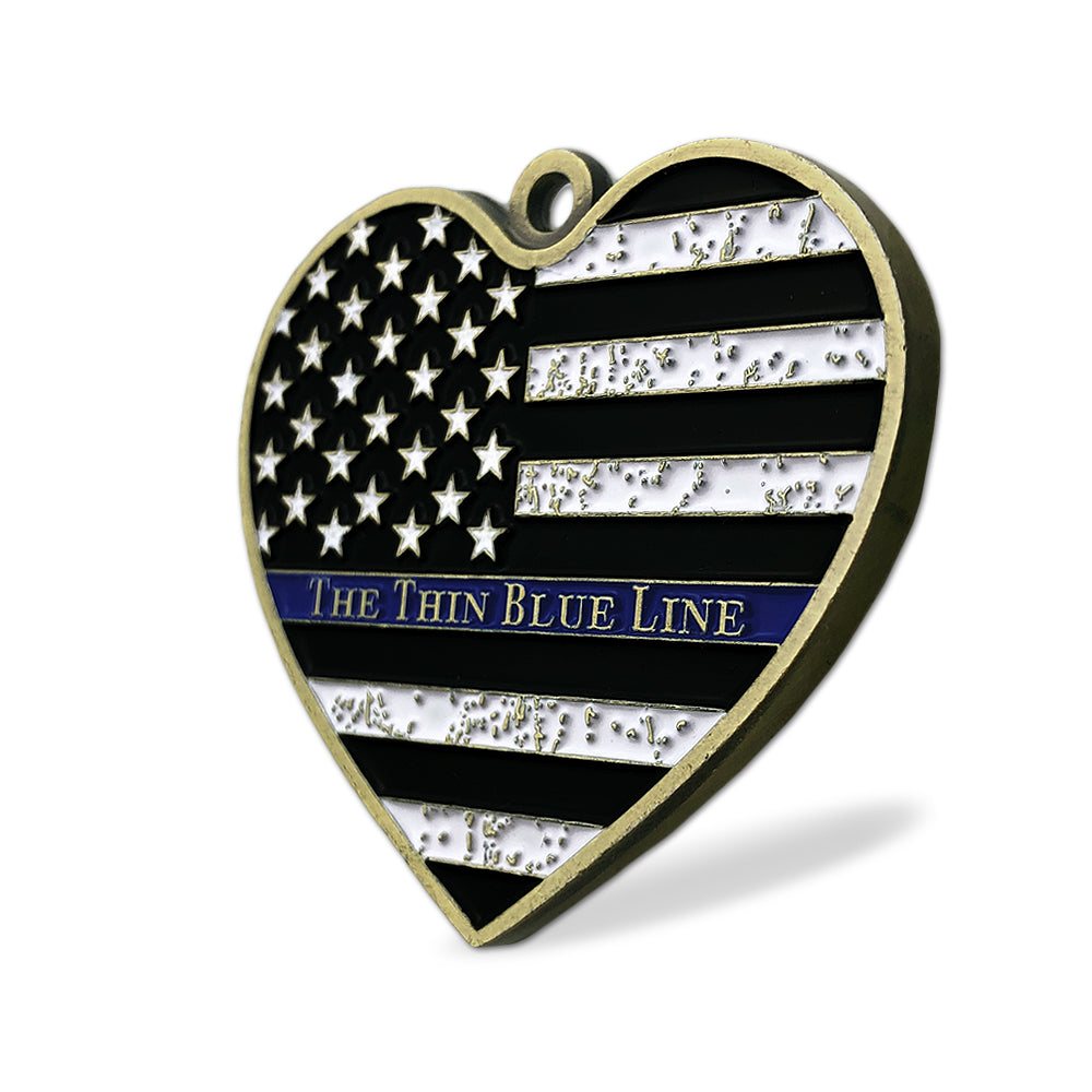 St Mchineal The Blue Line Heart Shape Dog Tag