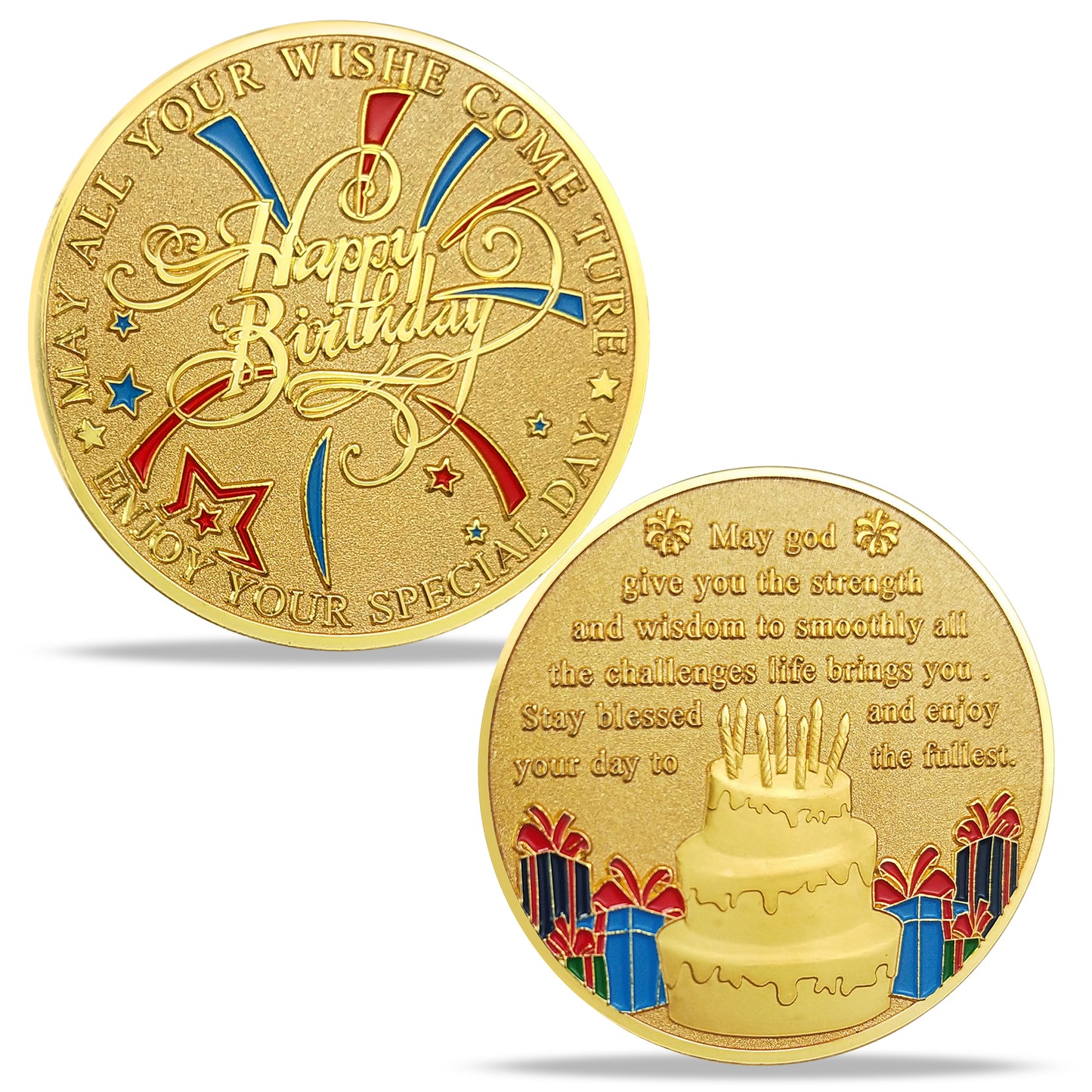 Happy Birthday Coin, Christian Birthday Gifts for Friends for Siblings, Grandson or Granddaughter, Boys & Girls, The girl scatters the flowers