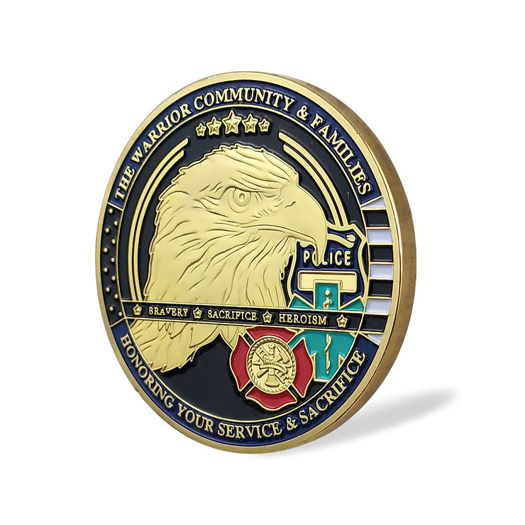 Red White Blue Line Hero Veteran Police Challenge Coin