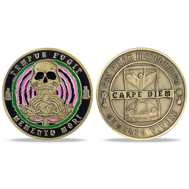 Memento Mori Memento Vivere Coin-Momento Mori Coins EDC Coin Stoic Reminder Token