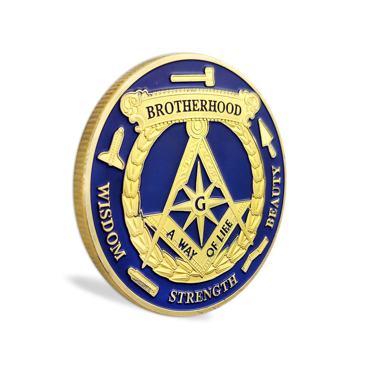 Freemasonry Brotherhood Gold Masonic Challenge Coin