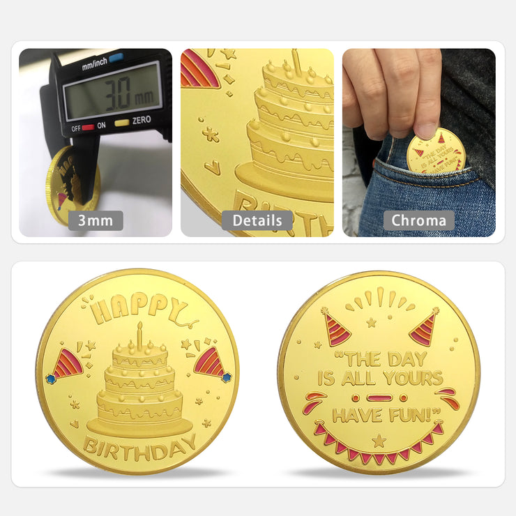 Happy Birthday Coin -Laughing and crying cake