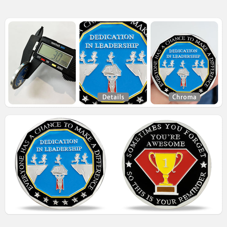 Encouragement Challenge Coin-Employee Appreciation Gifts Inspirational Thank You Coin for Students and Cowokers-Dedication in Leadership