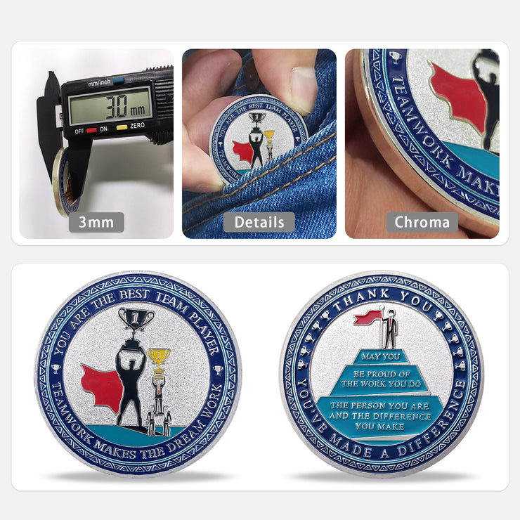 Encouragement Challenge Coin-Employee Appreciation Gifts Inspirational Thank You Coin for Students and Cowokers-Team Superman