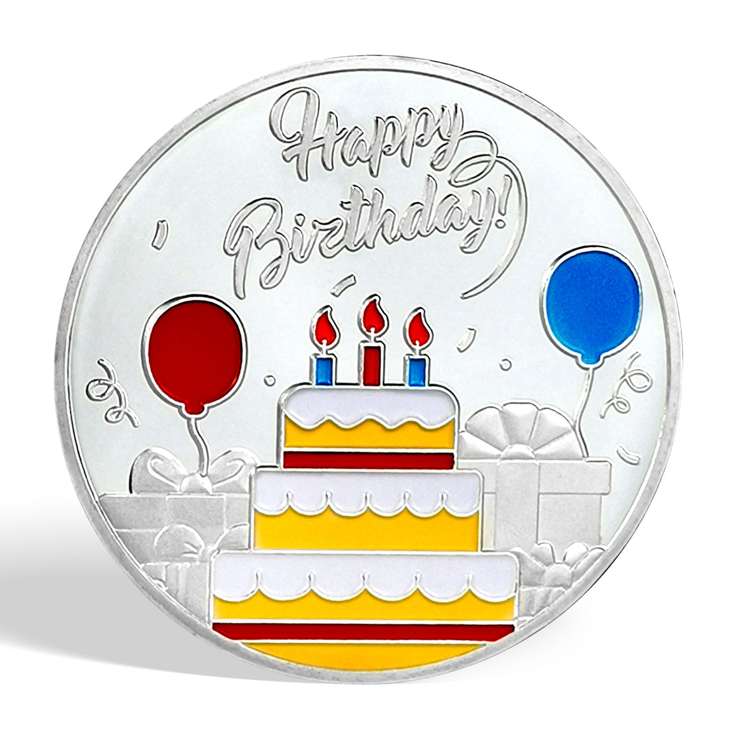 Happy Birthday Coin, Christian Birthday Gifts for Friends for Siblings, Grandson or Granddaughter, Boys & Girls, Red and Blue Balloon