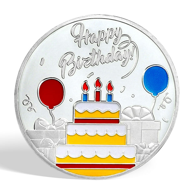 Happy Birthday Coin, Christian Birthday Gifts for Friends for Siblings, Grandson or Granddaughter, Boys & Girls, Red and Blue Balloon