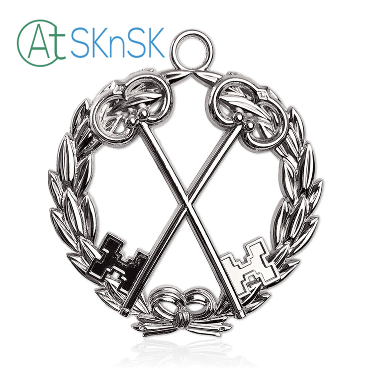 Masonic Treasurer Sliver Jewel Pendant the Cross Vault Keys