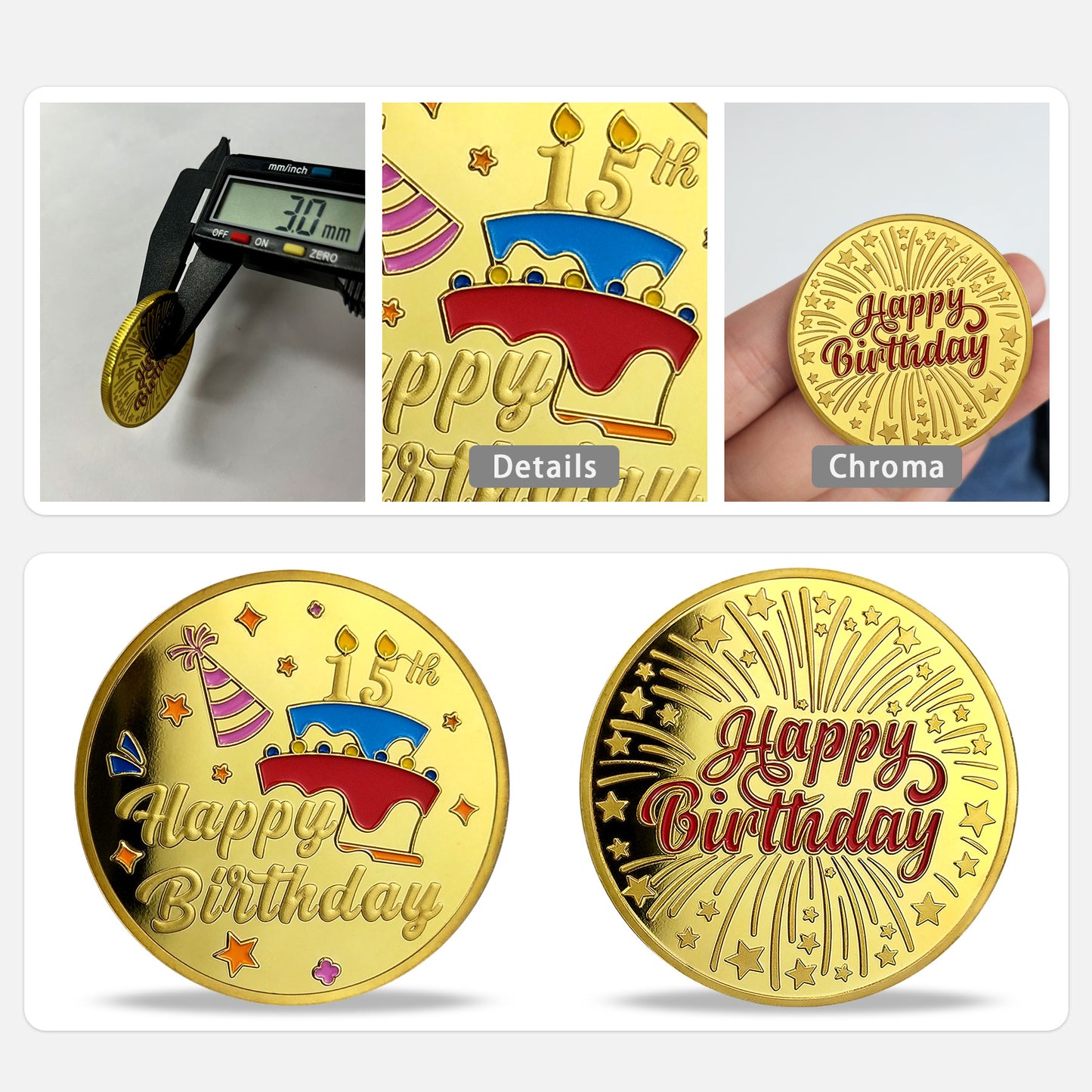 Happy Birthday Coin, Christian Birthday Gifts for Friends 15 Years,16 Years,18 Years Gold