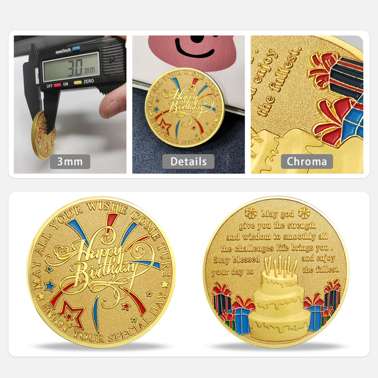 Happy Birthday Coin, Christian Birthday Gifts for Friends for Siblings, Grandson or Granddaughter, Boys & Girls, The girl scatters the flowers