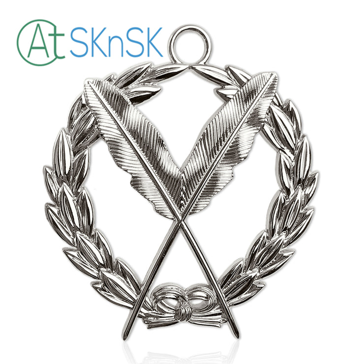 Masonic Secretary Sliver Jewel Pendant the Feather Quill