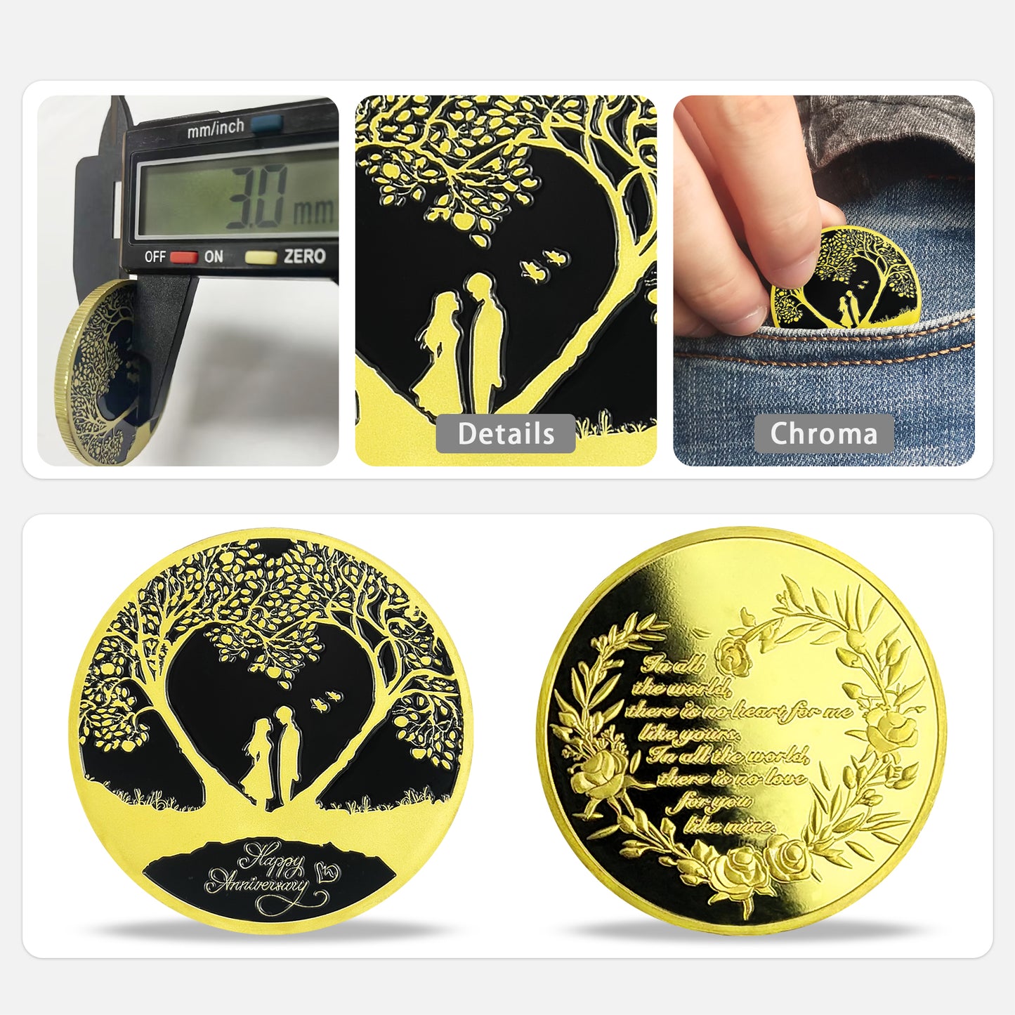 Love Tree-Shaped Wedding Commemorative Coin Anniversary Gift