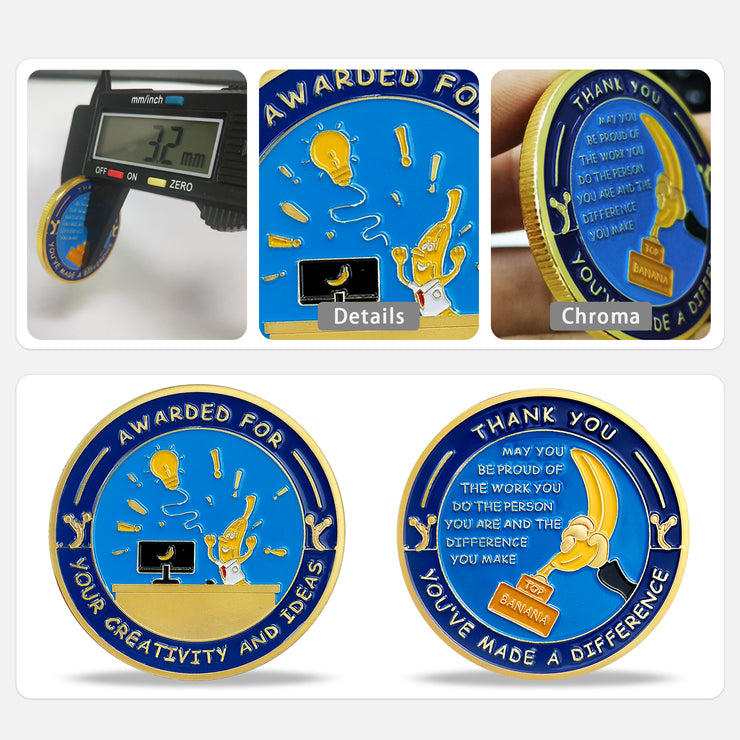 Encouragement Challenge Coin-Employee Appreciation Gifts Inspirational Thank You Coin for Students and Cowokers-Light Bulb