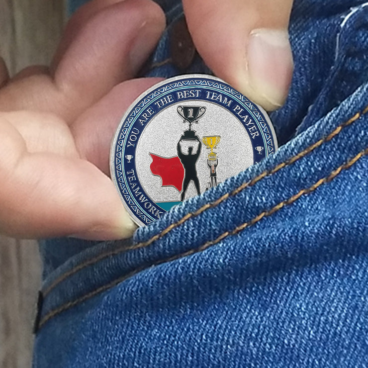 Encouragement Challenge Coin-Employee Appreciation Gifts Inspirational Thank You Coin for Students and Cowokers-Team Superman