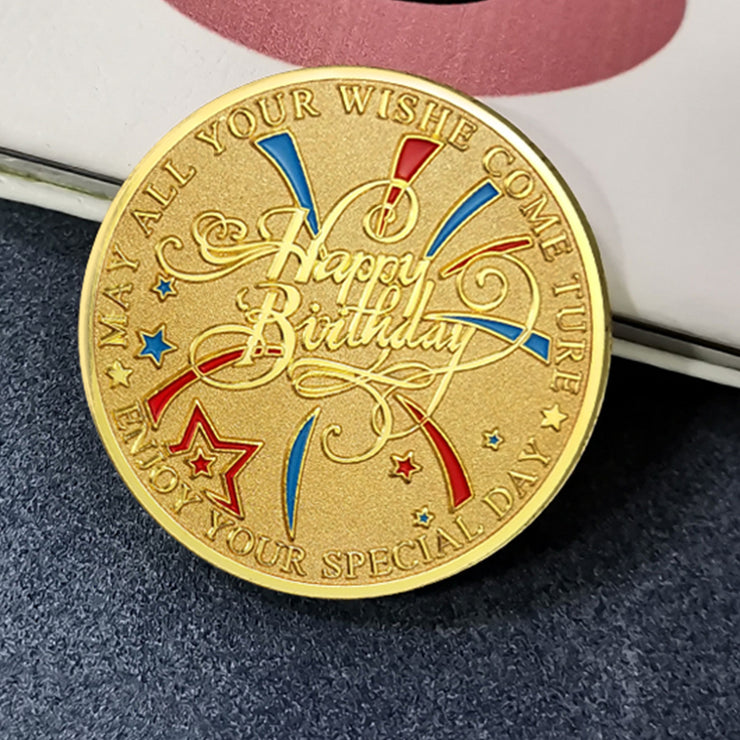 Happy Birthday Coin, Christian Birthday Gifts for Friends for Siblings, Grandson or Granddaughter, Boys & Girls, The girl scatters the flowers