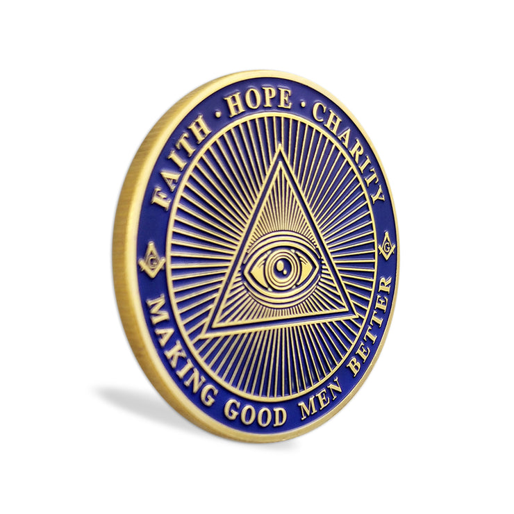 Freemasonry Brotherhood Gold Masonic Challenge Coin