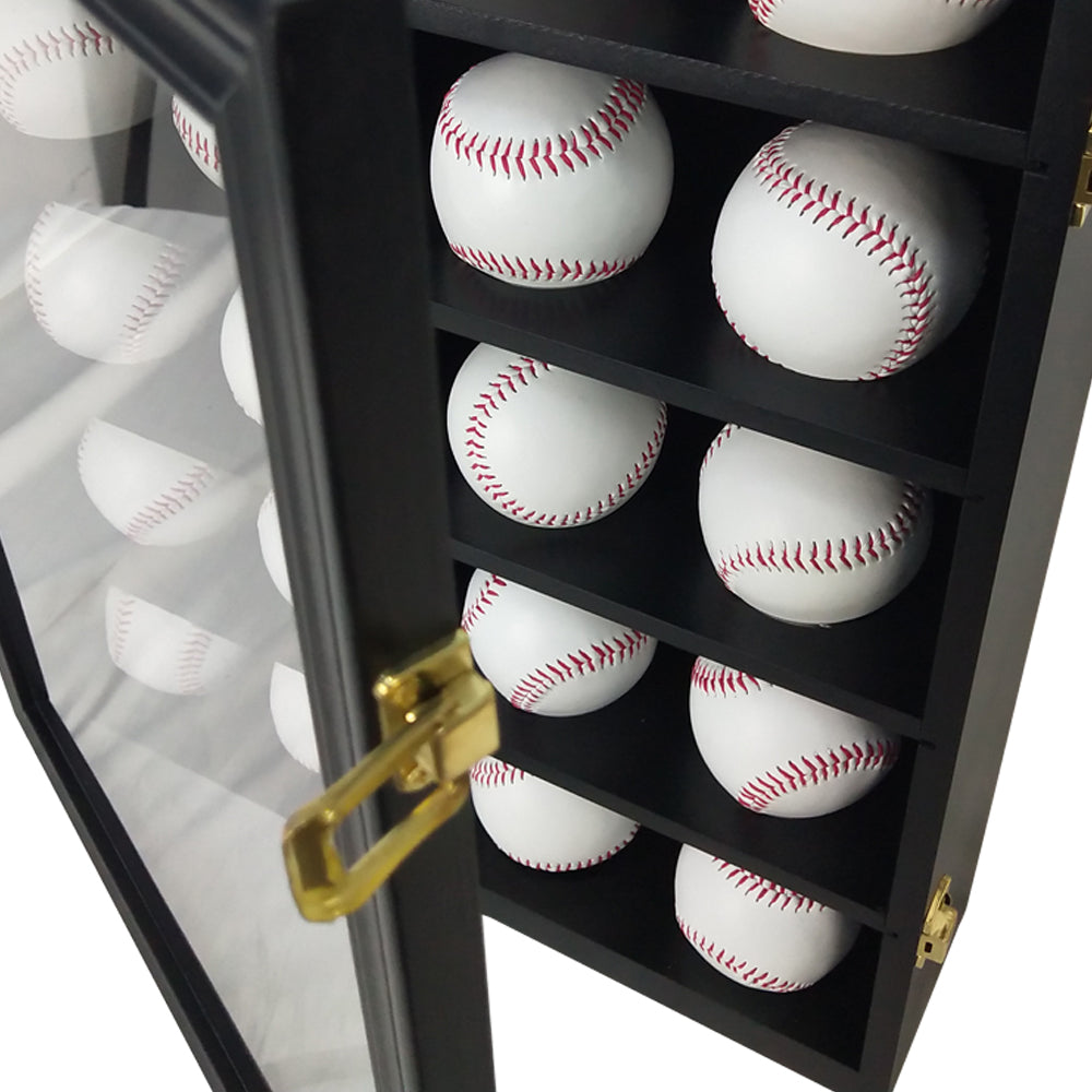 20" × 16" Baseball Display Case Sport Collectible Square Cabinet Black Finish