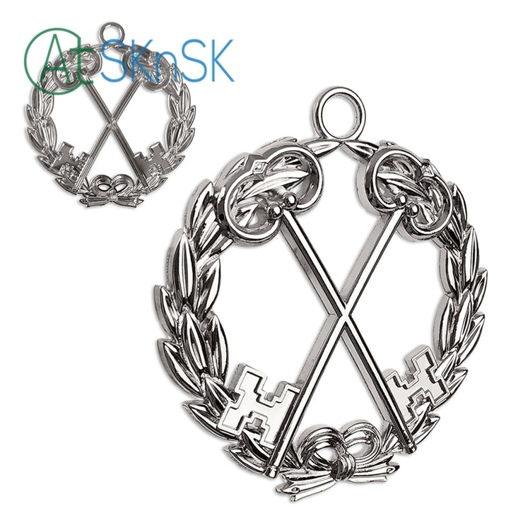 Masonic Treasurer Sliver Jewel Pendant the Cross Vault Keys