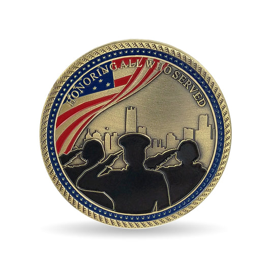 Military Veterans Salute Challenge Coin Prayer Medallion Honorable Hero Collectible
