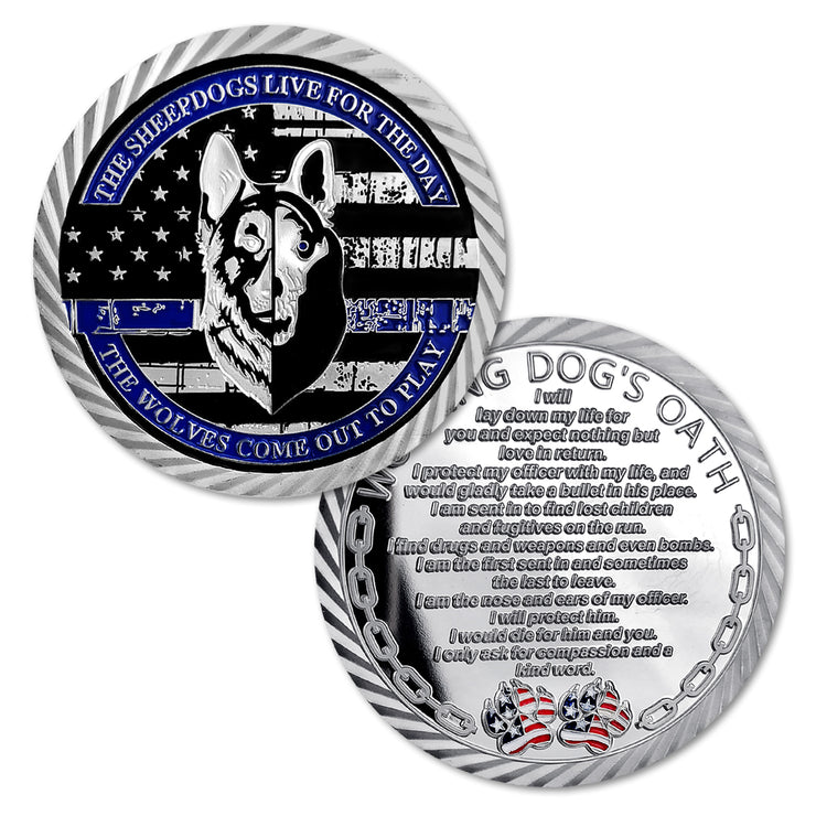 US Working Dog’s Oath The Thin Blue Line Police Challenge Coin