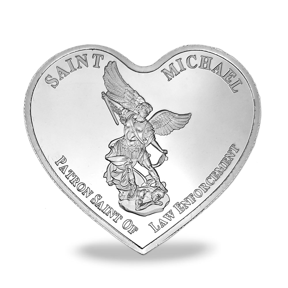 St Mchineal The Blue Line Heart Shape Challenge Coin